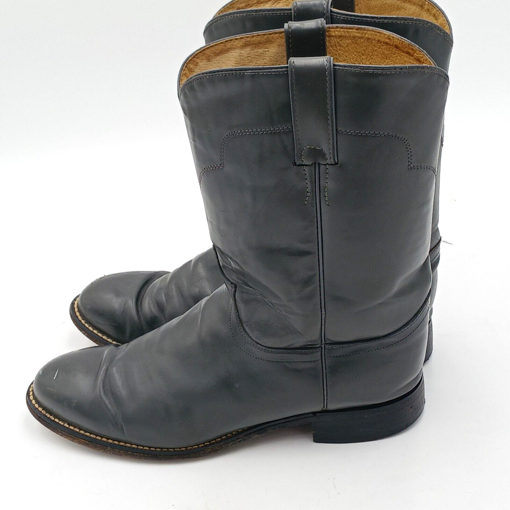 Tony Lama Boots Men's 9D 7703M gray leather pull on Western Cowboy Rodeo